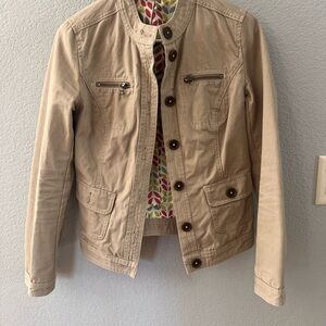 Boden Tan Jacket with Leaf Pattern